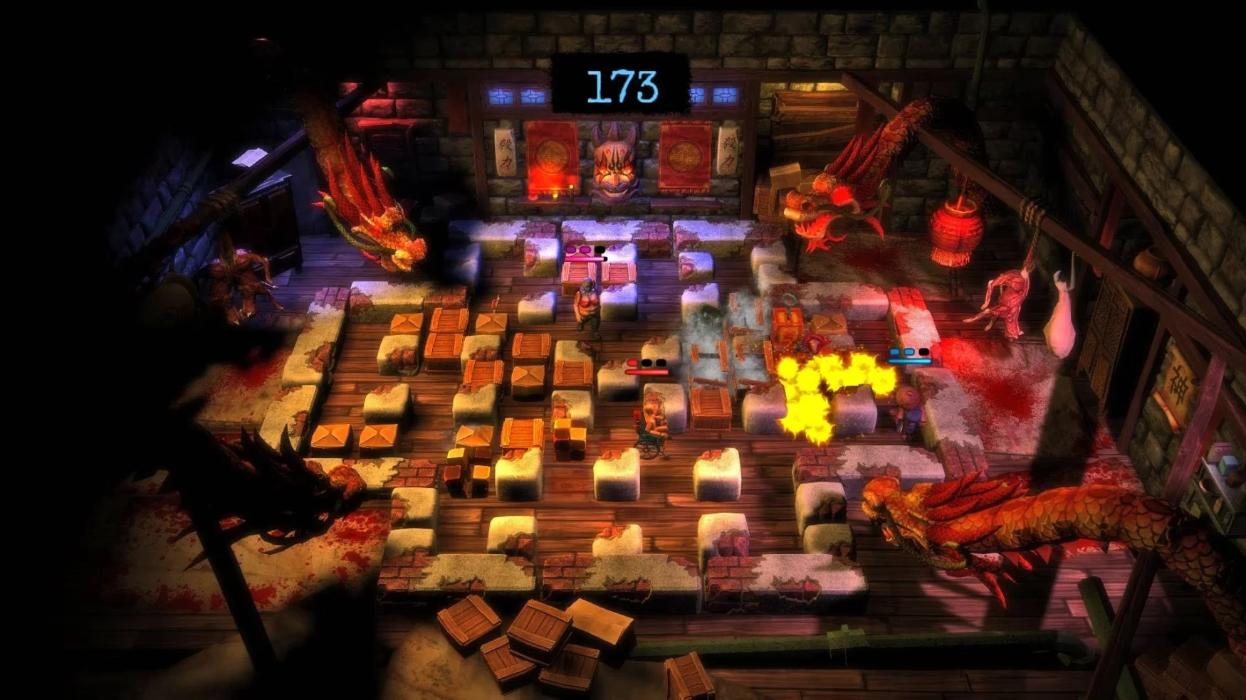 A screenshot from Basement Crawl, Bloober Team's ill-received PlayStation 4 launch title.