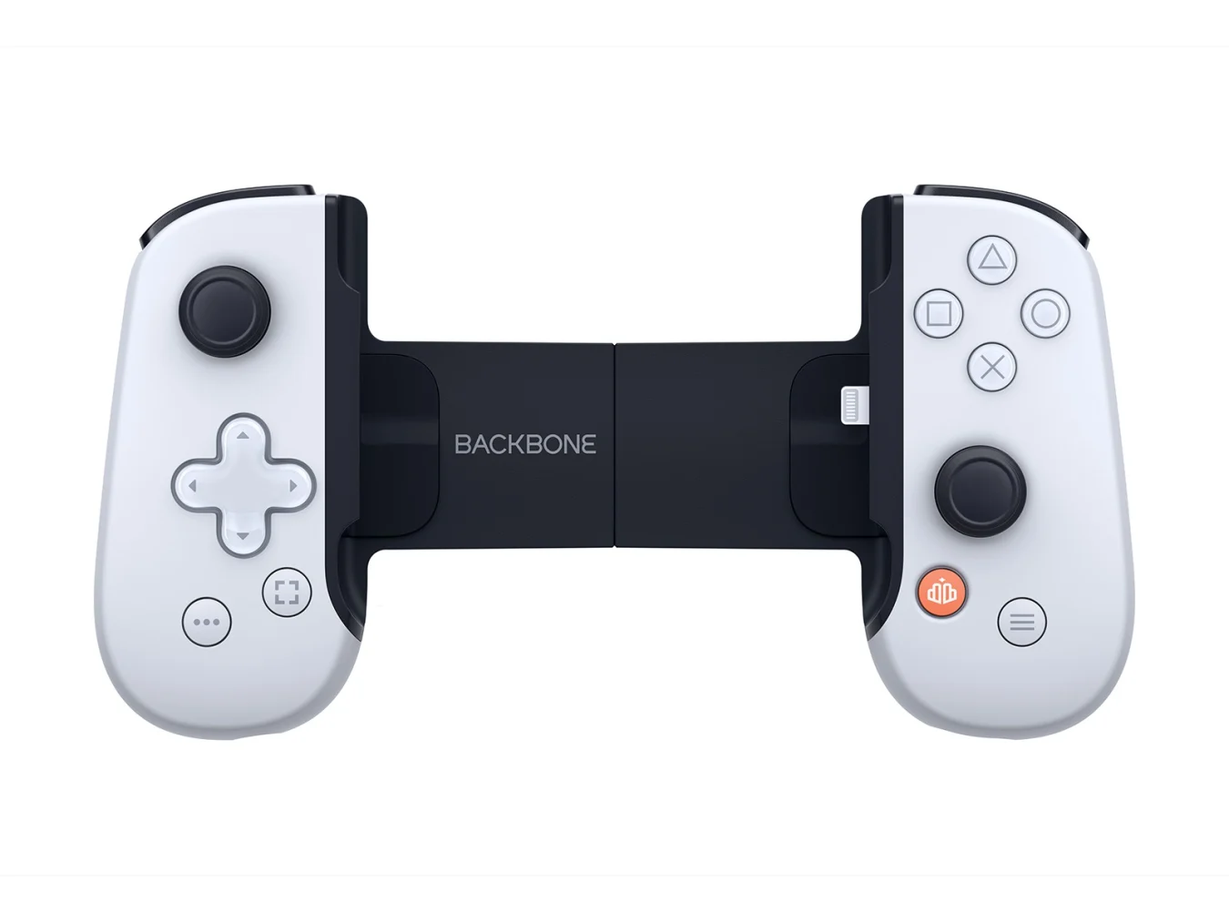 Rendering of the Backbone One PlayStation Edition without an iPhone connected.