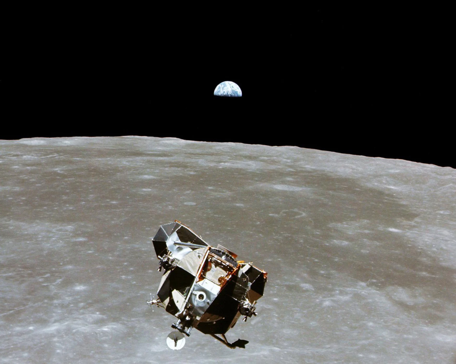 The Apollo 11 Lunar Module ascent stage, with astronauts Neil A. Armstrong and Edwin E. Aldrin Jr. aboard, is photographed from the Command and Service Modules in lunar orbit in this July, 1969 file handout photo. Astronaut Michael Collins, command module pilot, remained with the Command/Service Module in lunar orbit while Armstrong and Aldrin explored the Moon. The 30th anniversary of the Apollo 11 mission is July 16 (launch) and July 20 (landing on the moon). Michael Collins/NASA/Handout via REUTERS  ATTENTION EDITORS - THIS IMAGE WAS PROVIDED BY A THIRD PARTY. EDITORIAL USE ONLY