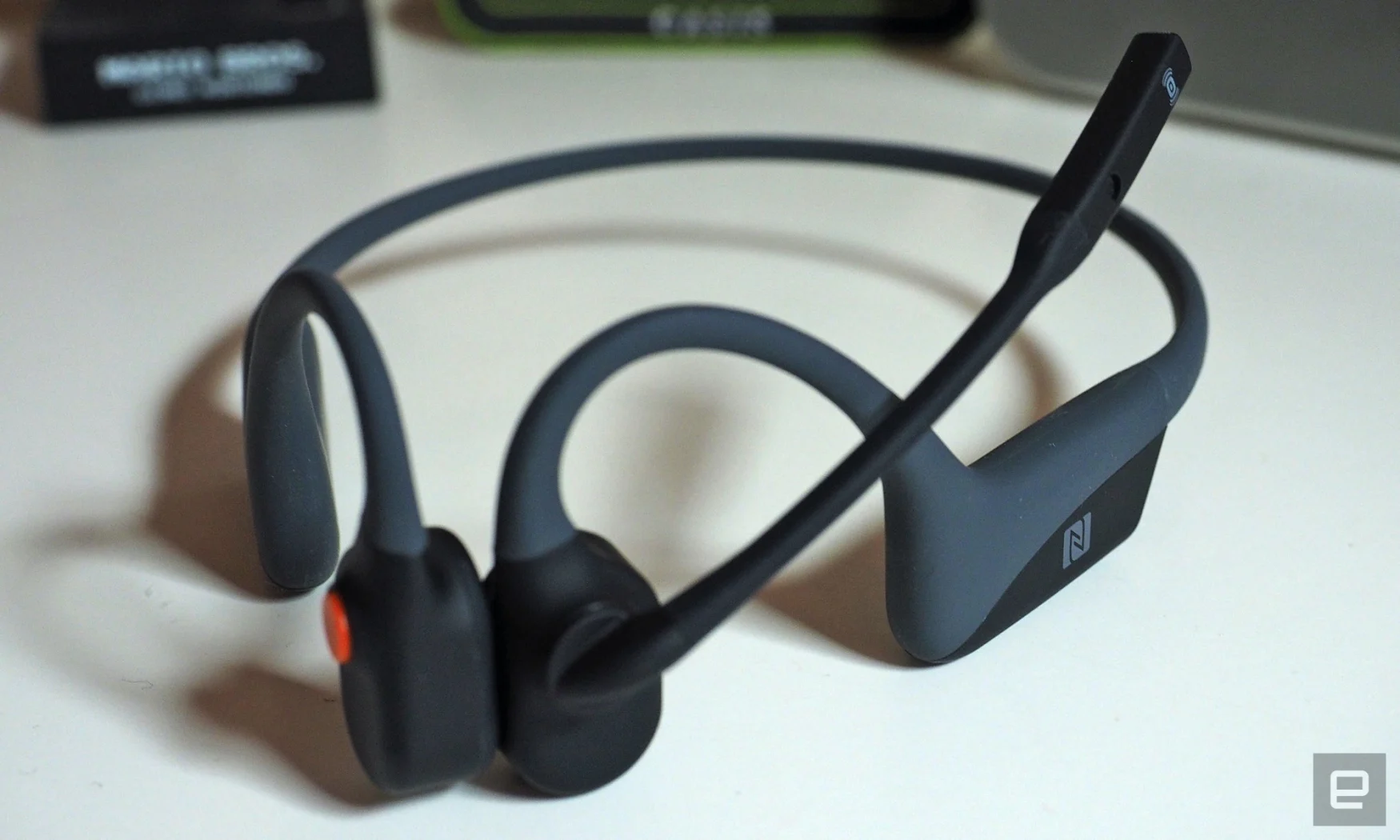 Aftershokz office-oriented bone conduction headphones.