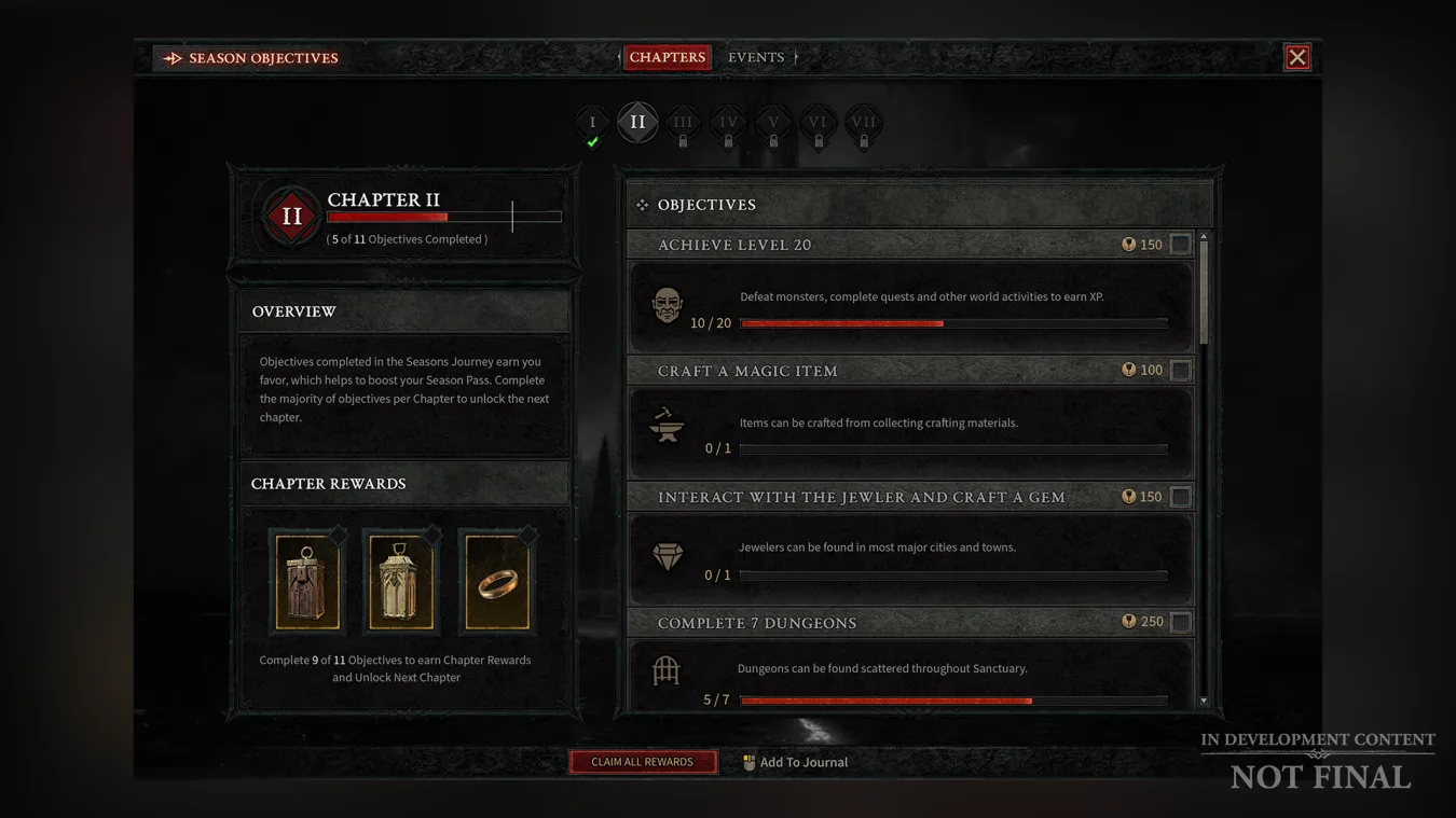Screenshot showing off the Season Journey UI in Diablo IV.