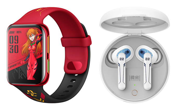 The EVA Edition Oppo Watch and Enco W31 true wireless earbuds.