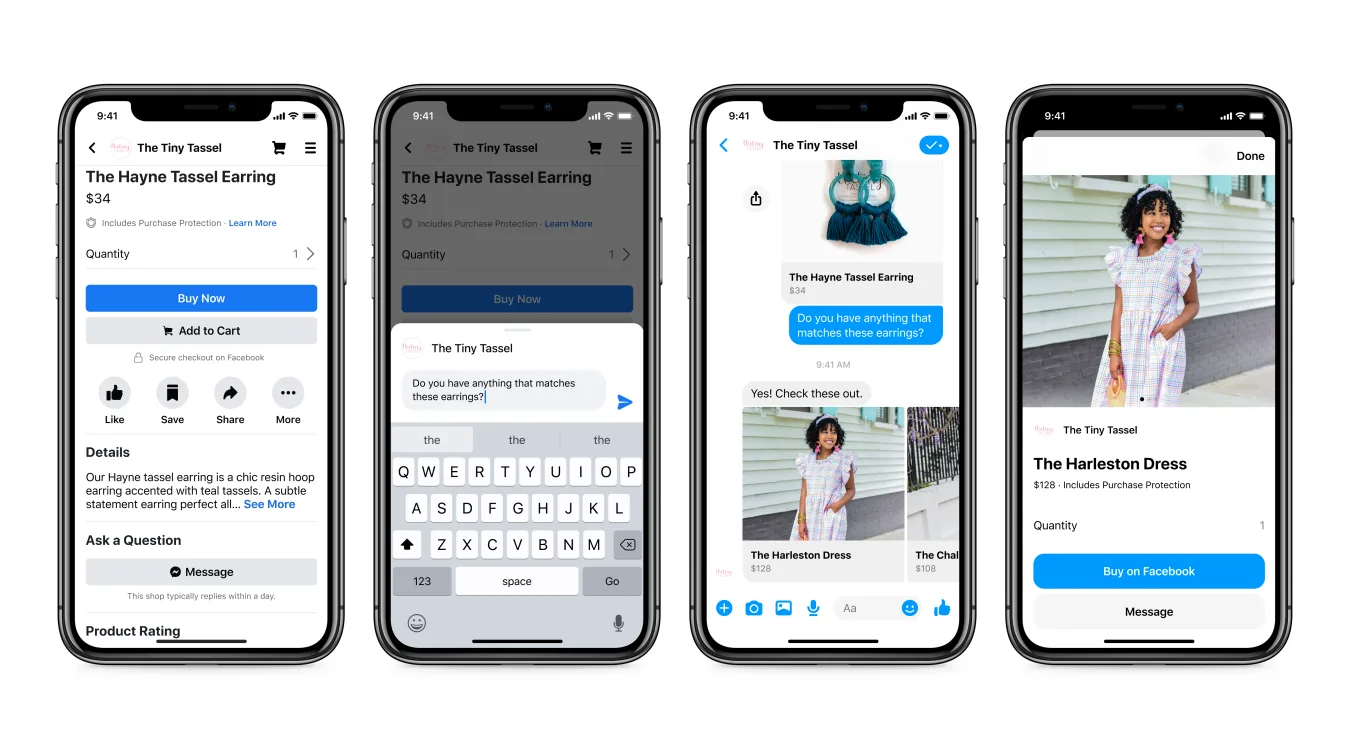 Facebook is testing shopping features in Messenger. 