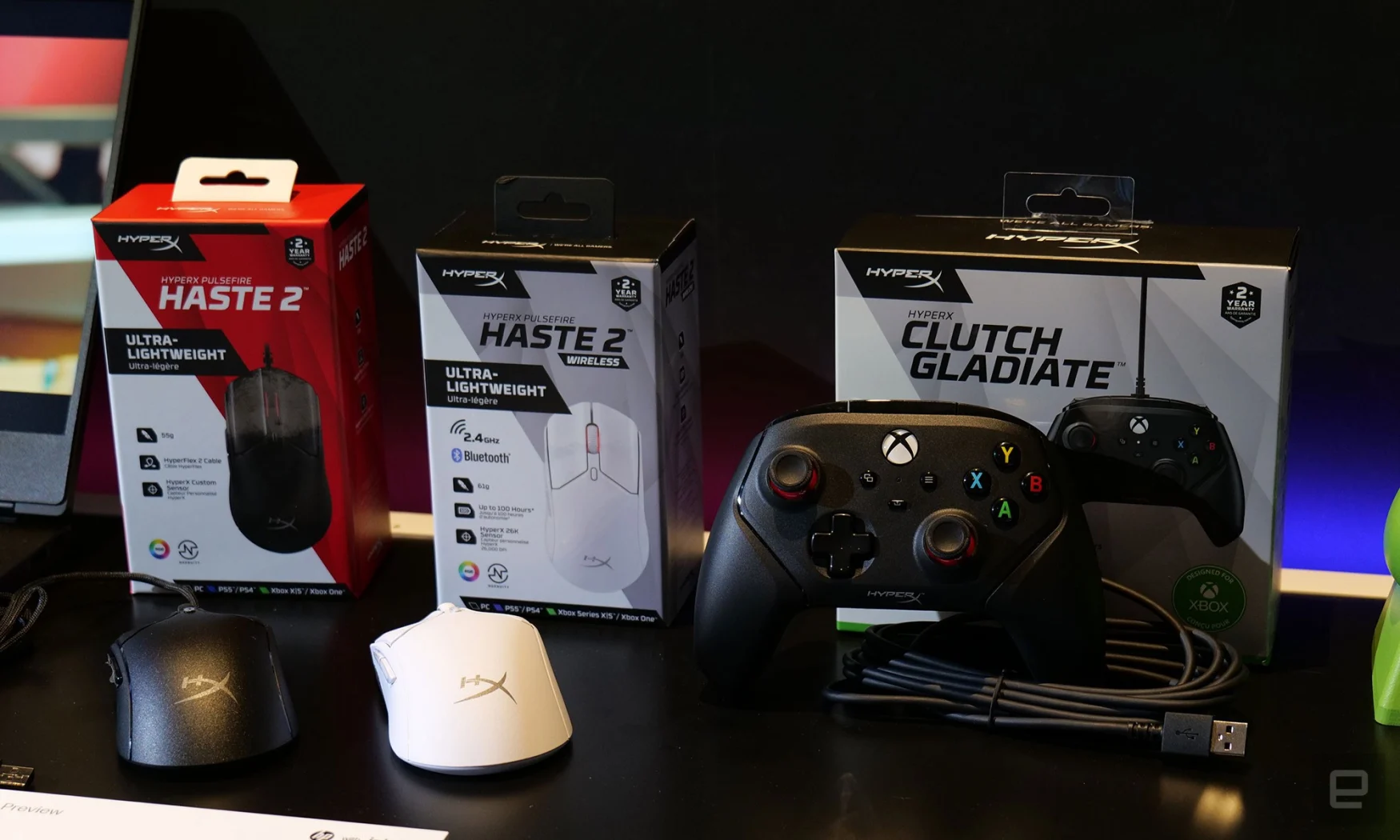 In terms of more traditional products, at CES 2023 HyperX is launching wired and wireless versions of its Pulsefire Haste 2 mouse and its first officially-licensed Xbox controller in the Clutch Gladiate. 