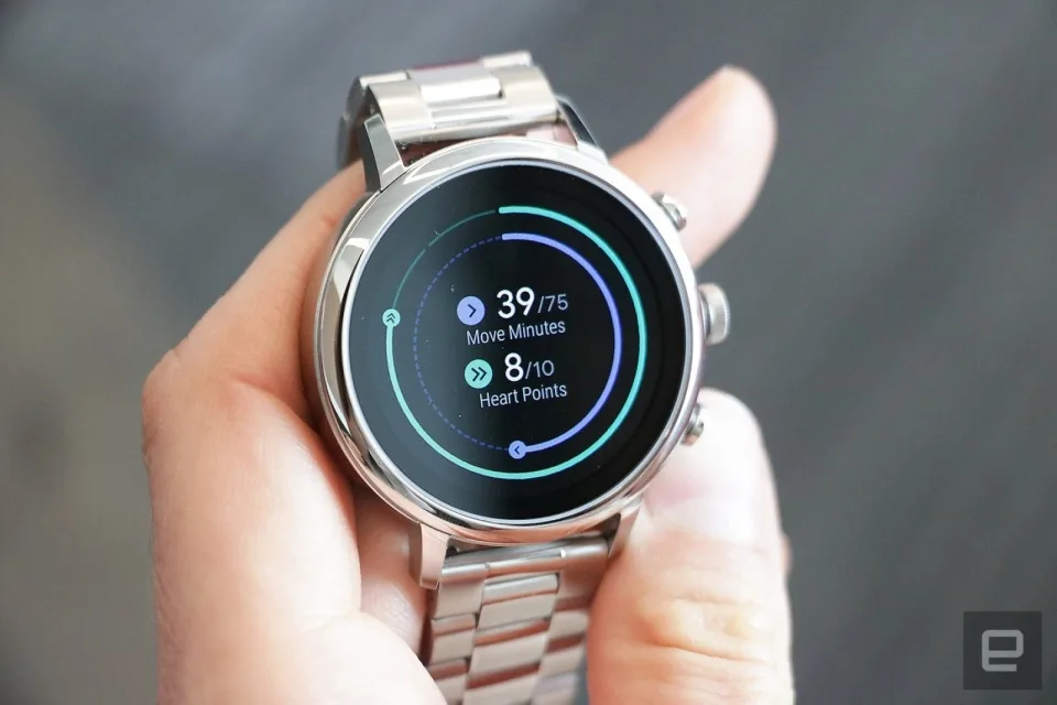 Google WearOS interface on a smartwatch.