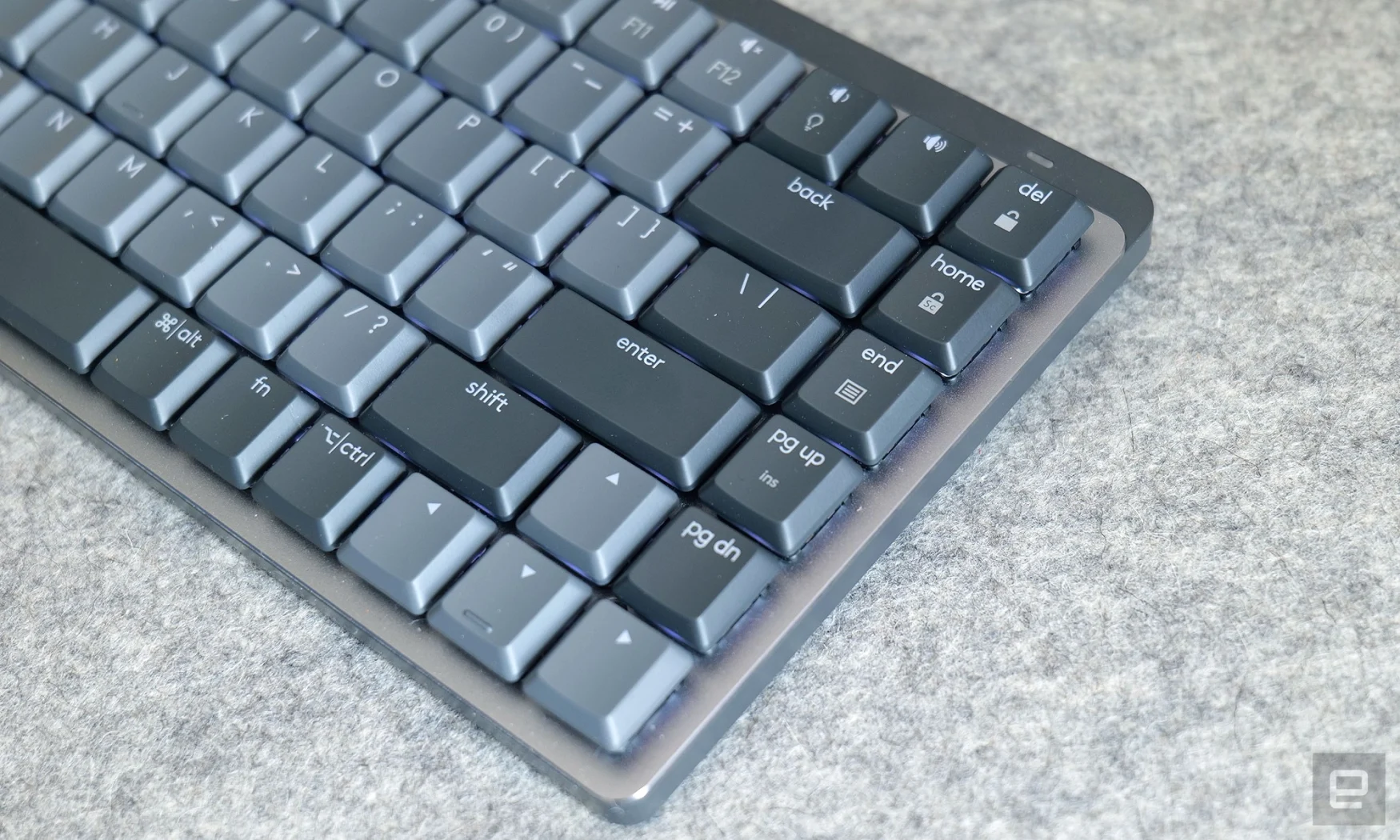 While it doesn't have a numpad, the MX Mechanical Mini's 75 percent layout retains a handy row of productivity keys and full-size arrow keys. 