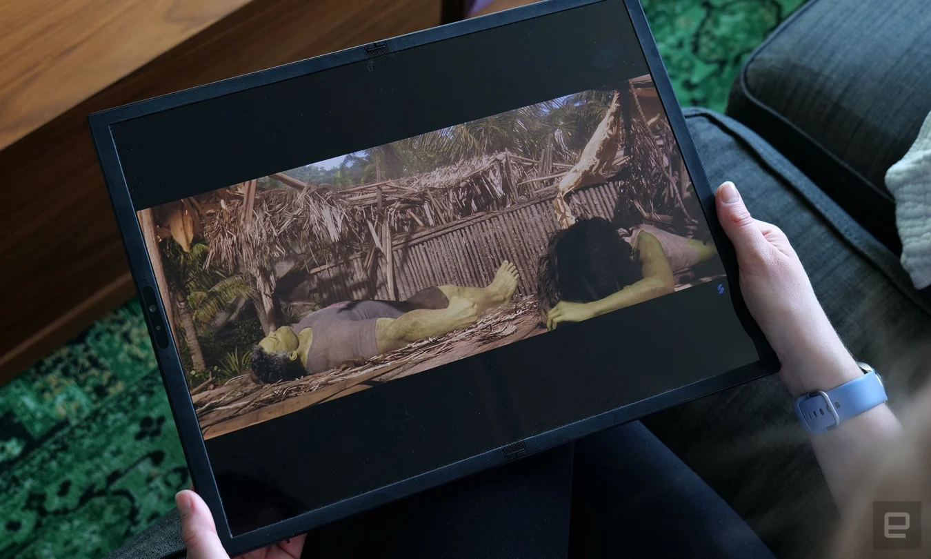 In addition to desktop and laptop modes, you can also use the Asus Zenbook 17 Fold OLED as a big tablet or even in book mode, the latter of which kind of feels like holding a giant magazine. 