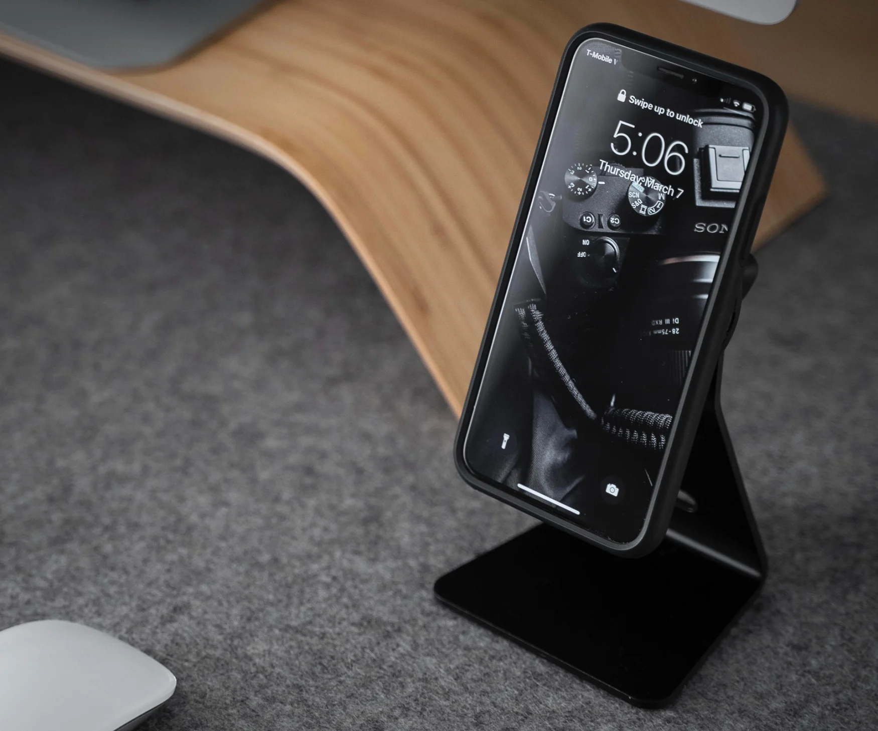 iPhone on wireless charging stand