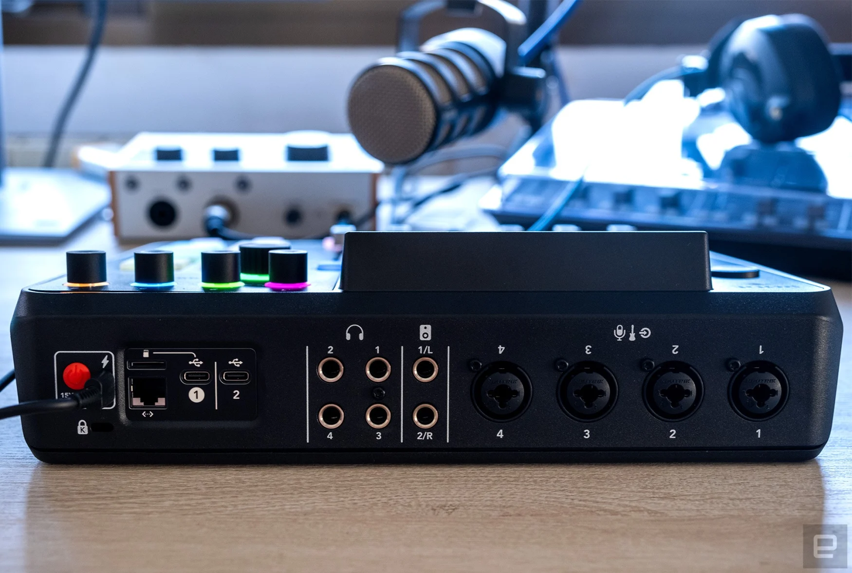 A rear view of the new Rodecaster Pro II mixing desk from Rode.