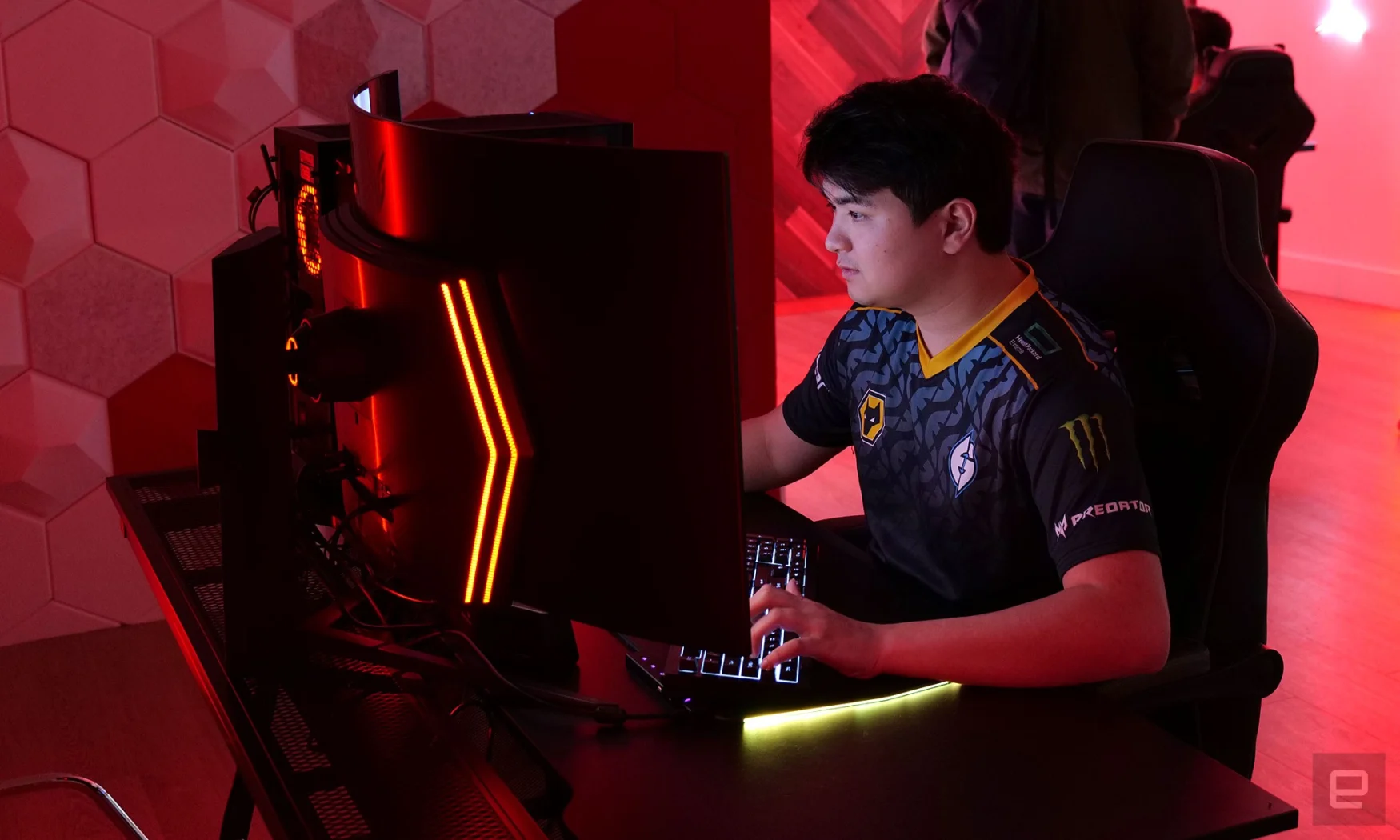 To test out its new UltraGear gaming monitor, LG showcased professional Valorant players Com (pictured here) and Jawgemo from Evil Geniuses.