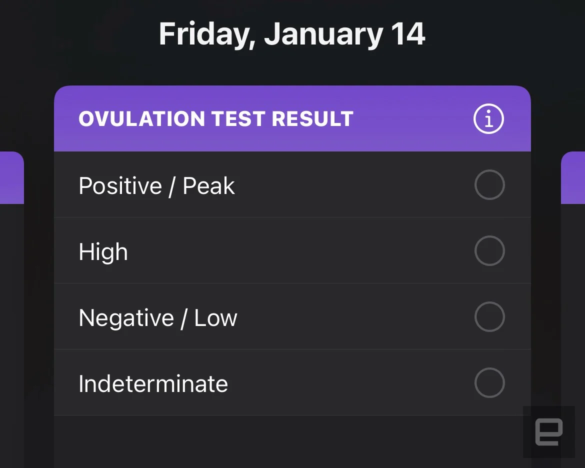 Apple Health users have the option of logging ovulation test results.