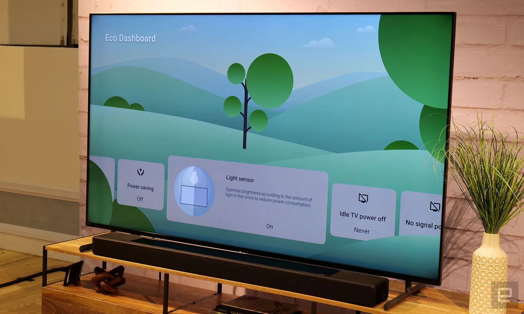 The new Eco dashboard in Sony's 2023 Bravia XR TVs makes it easy to turn on and adjust power-saving settings such as brightness, idle switch-off times and more. 