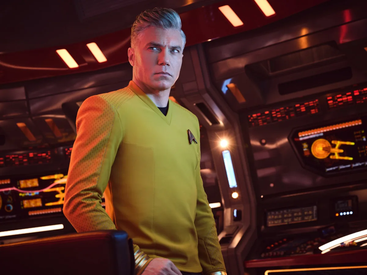 Pictured: Anson Mount as Pike of the Paramount+ original series STAR TREK: STRANGE NEW WORLDS. Photo Cr: James Dimmock/Paramount+ Â©2022 CBS Studios Inc. All Rights Reserved.
