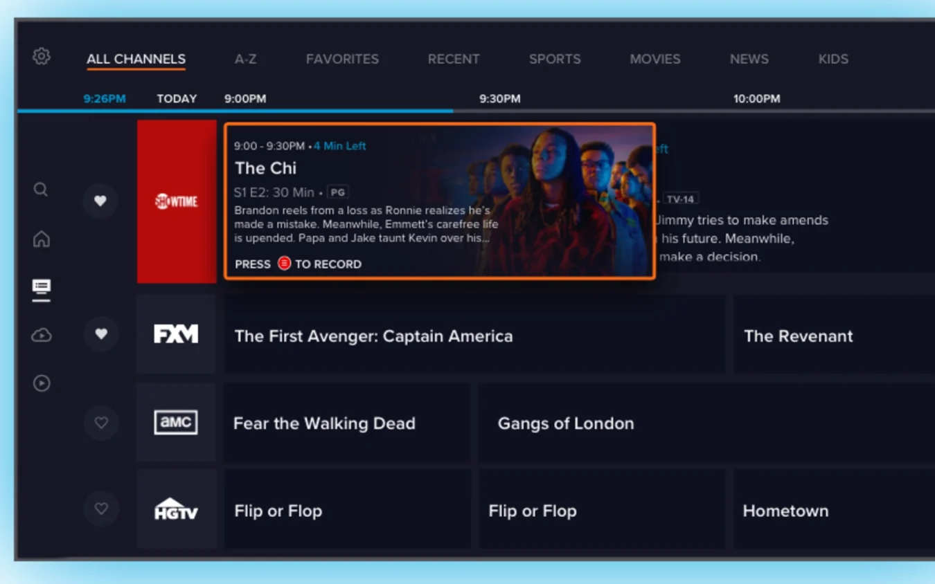 Sling TV's new Channels interface