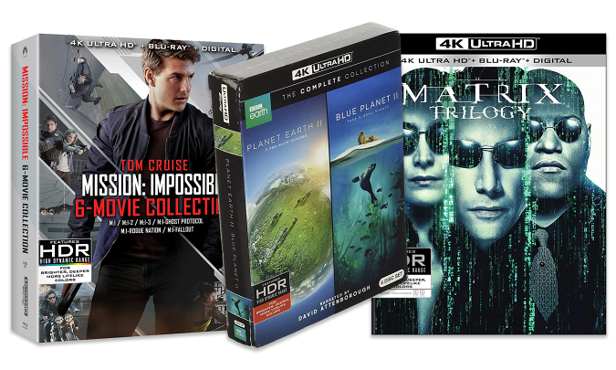Entries on the Engadget 2021 Father's Day Home Entertainment gift guide: The Matrix Trilogy, Planet Earth II and Mission Impossible 6-movie collection