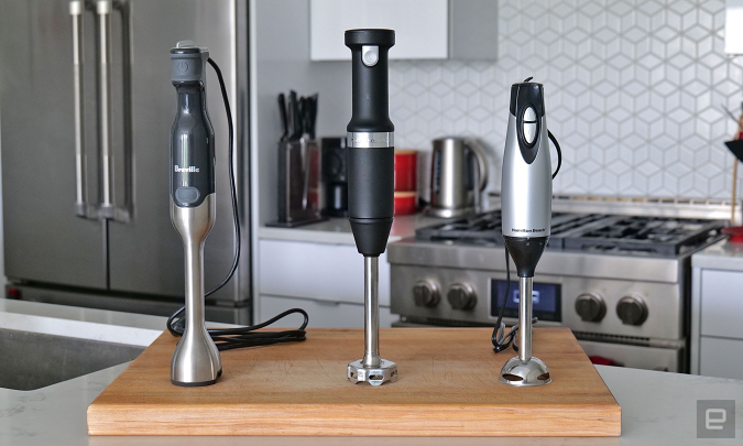 Engadget's favorite immersion blenders are the Breville Control Grip, the KitchenAid Cordless Variable Speed Hand Blender and the Hamilton Beach 2-Speed Hand Blender


