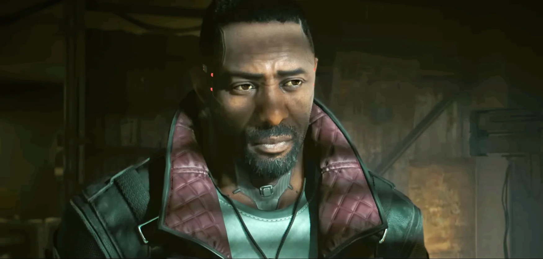 A still from the video game 'Cyberpunk 2077: Phantom Liberty' showing a character modeled after actor Idris Elba.