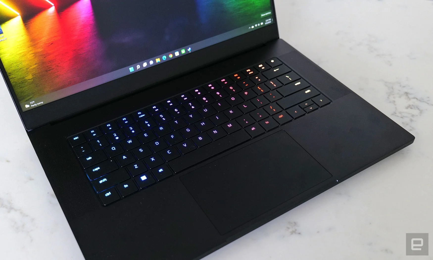 As you'd expect from Razer, the latest Blade 15's keyboard supports per-key RGB lighting.