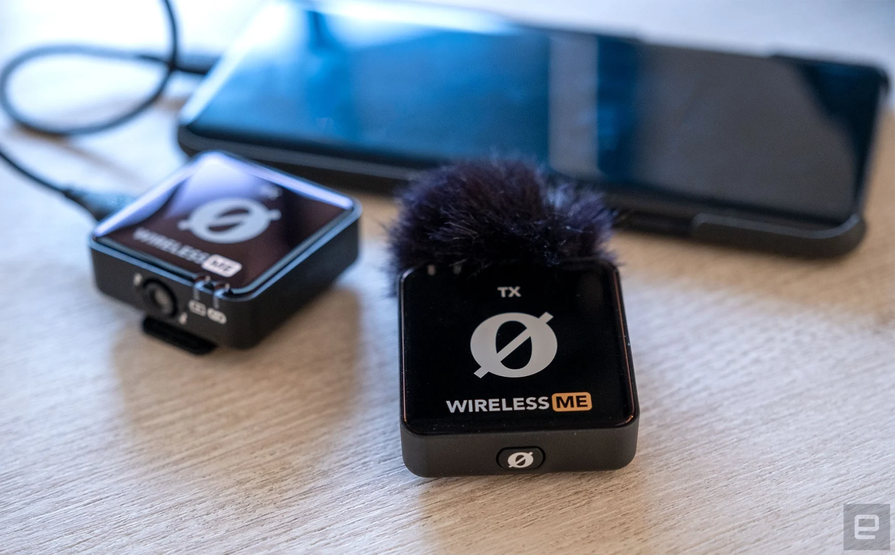Rode's Wireless ME lav mic system connected to a phone.