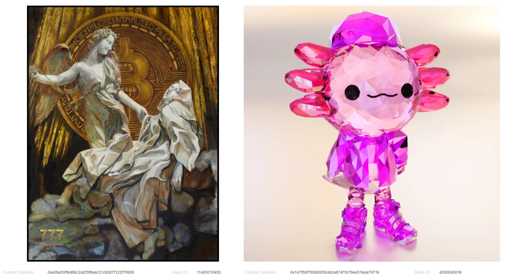 Image of two pieces of crypto art available on NiftyGateway