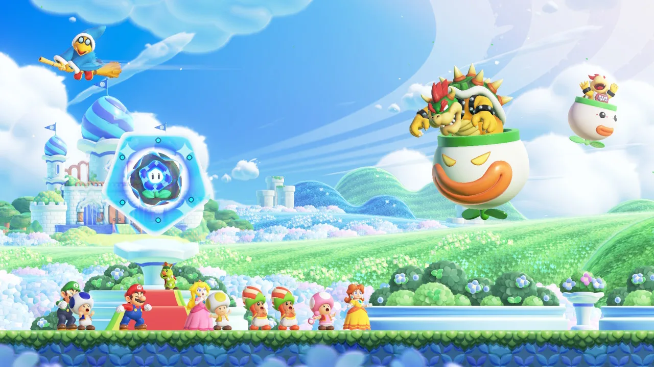 In Super Mario Bros. Wonder, the scene shifts to the Flower Kingdom as Bowser steals a Wonder Flower. 
