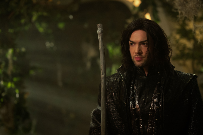 Image of Ethan Peck with long hair. Squee.