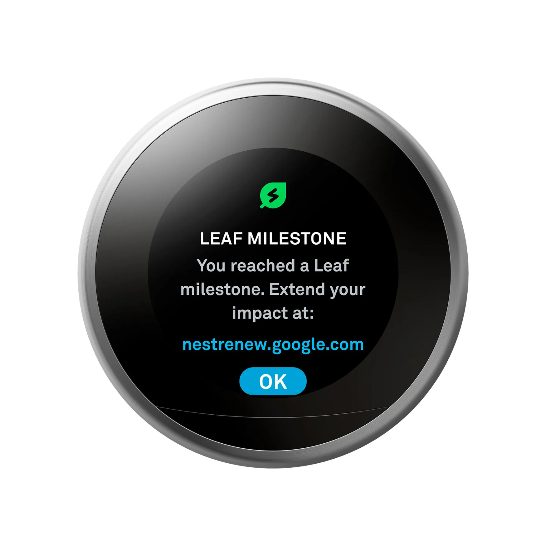A Nest Thermostat showing the message 