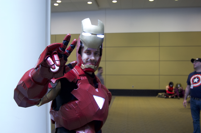 A cosplayer poses as Tony Stark/Iron Man at FAN EXPO Boston in 2019. His armor was entirely 3D-printed.