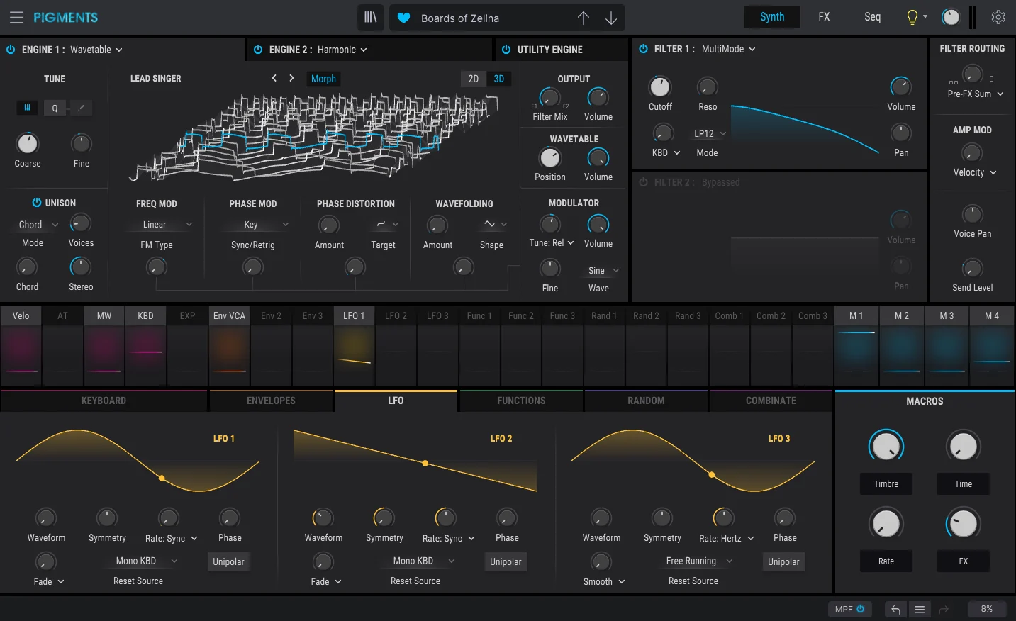Arturia Pigments 3 synth view