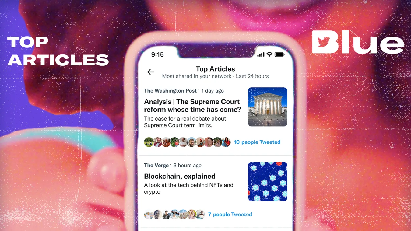 Twitter Blue brings back some of Nuzzel with 'top articles.'