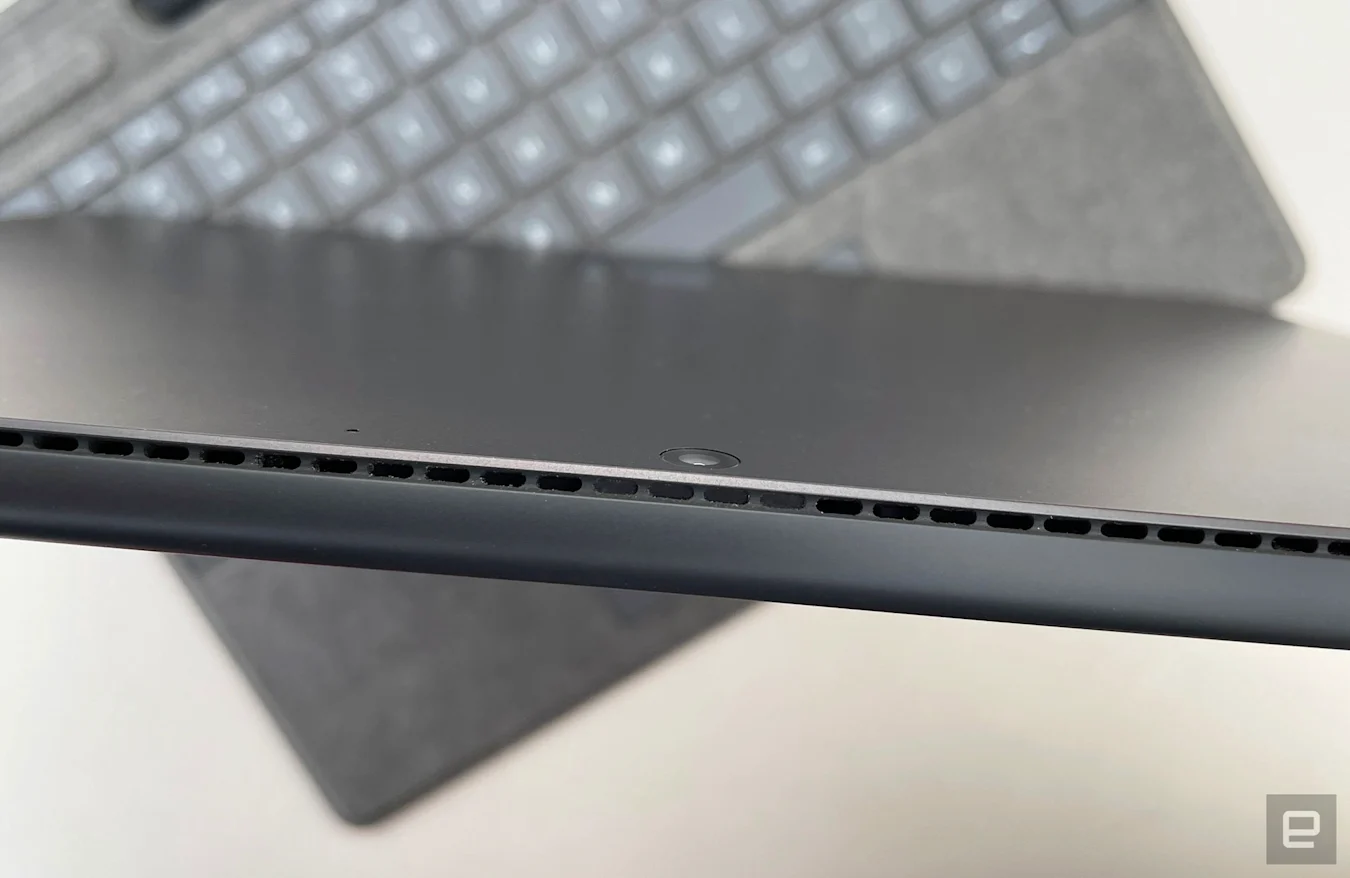 A close-up of the vents on Microsoft's Surface Pro 8.
