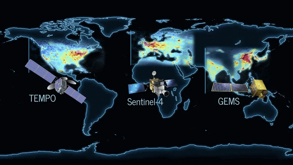 NASA-Satelliten TEMPO, GEMS und Sentinel-4.