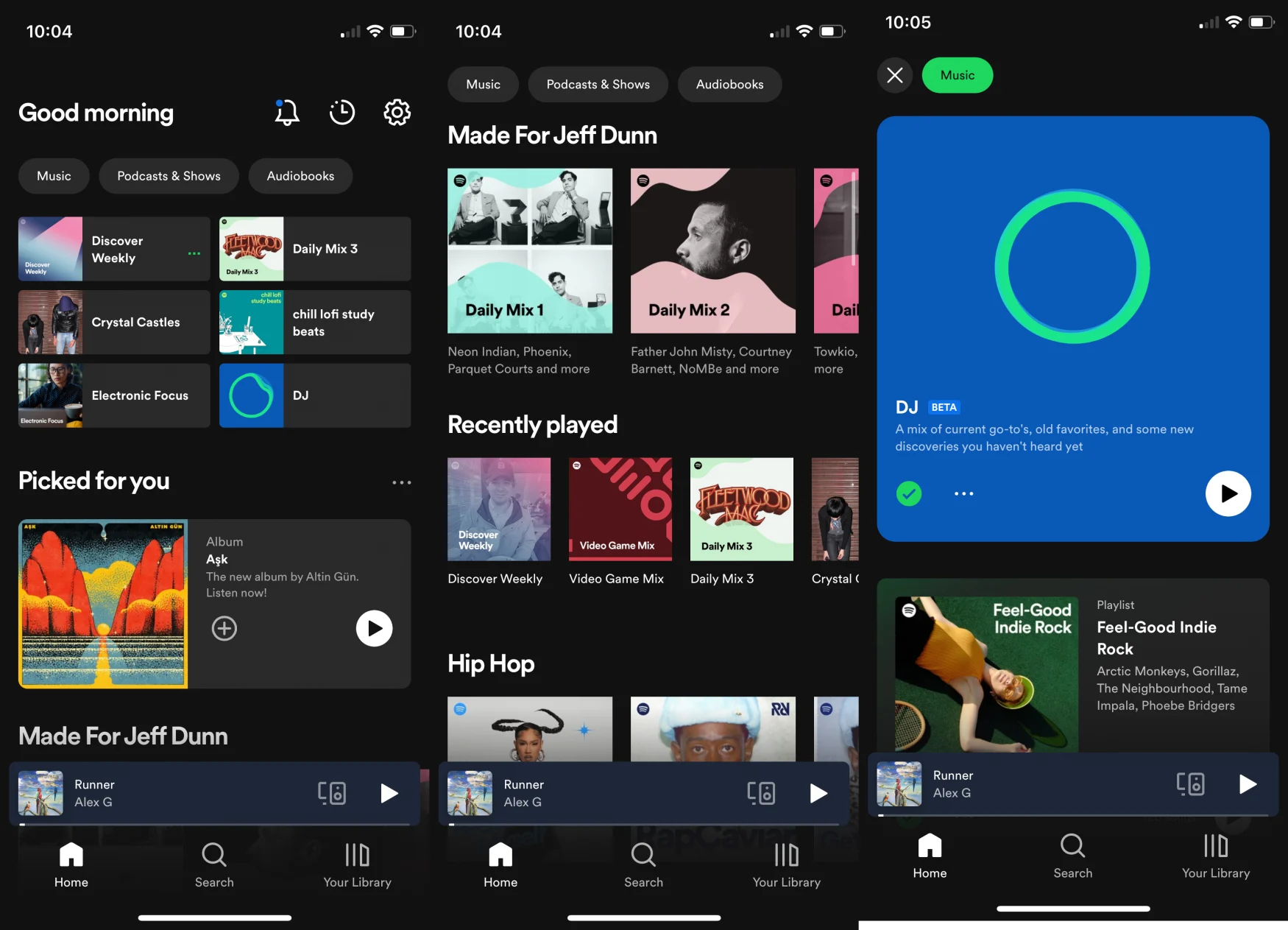 A collage of screenshots of the Spotify app for iOS.