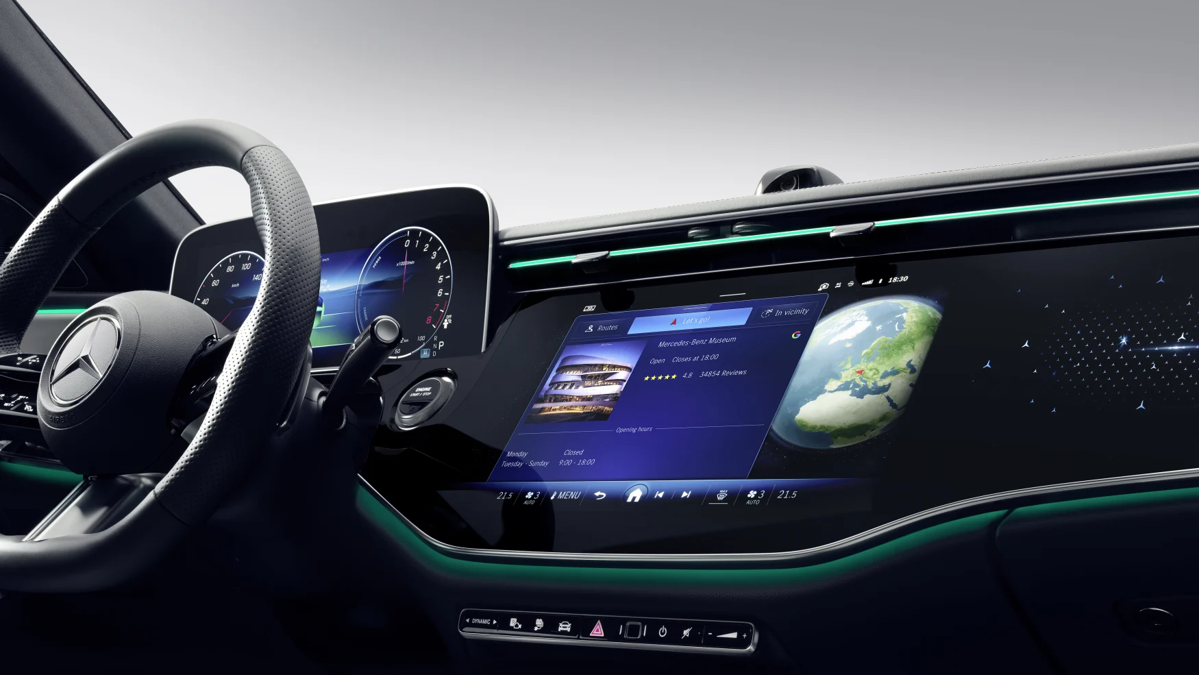 Rendering of Mercedes-Benz's upcoming Google Maps integration.