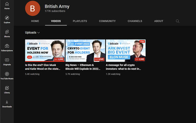 British Army YouTube page