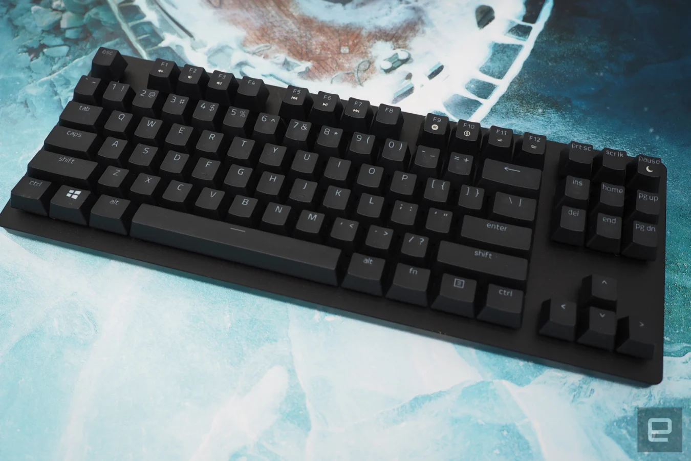 keyboard in black on a blue background