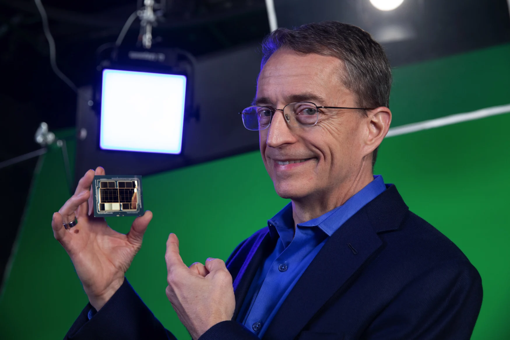 Intel CEO Pat Gelsinger holding 