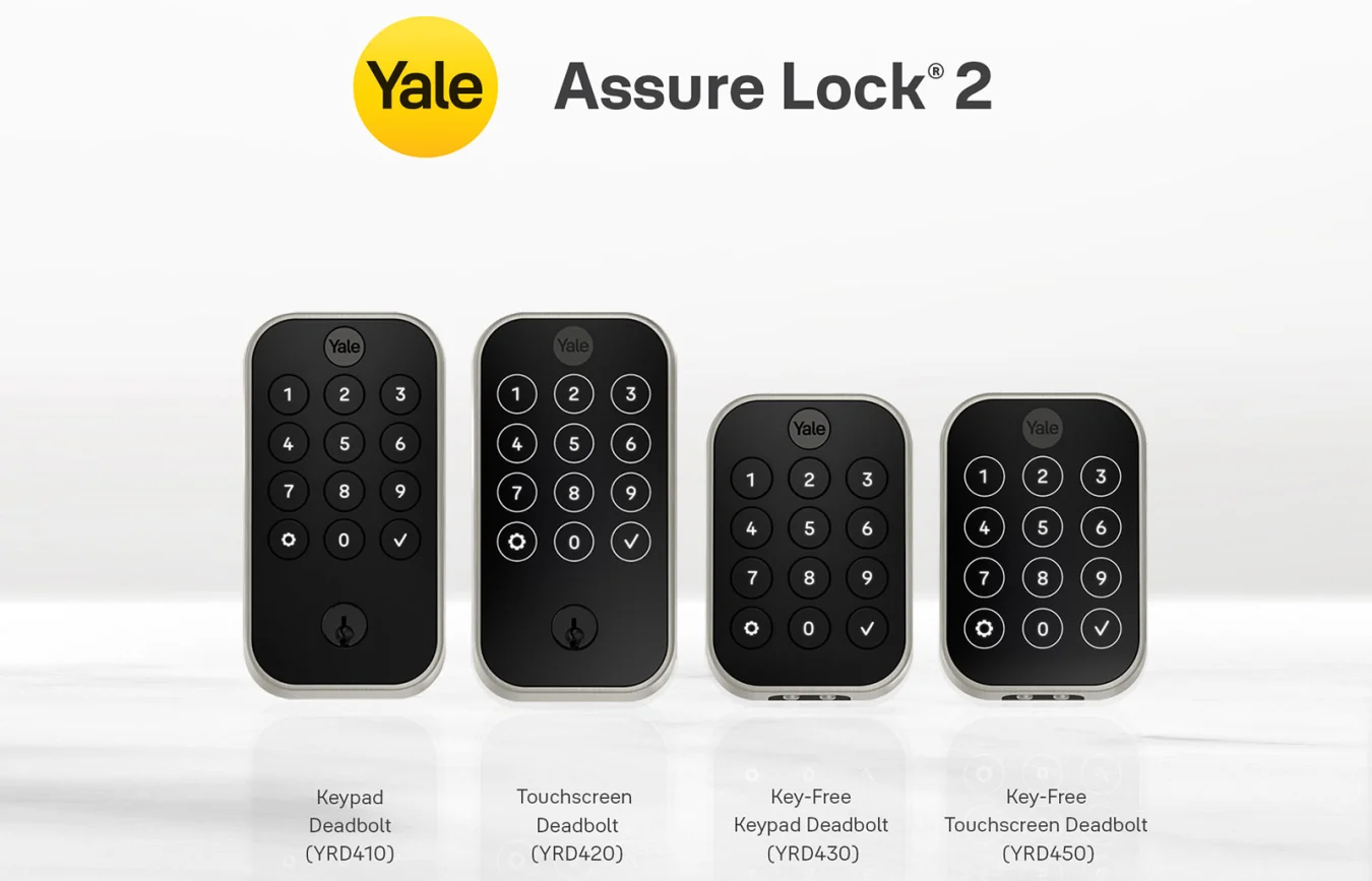 Yale's Assure Lock 2 will be available in four main models: a keypad with deadbolt, a touchscreen with deadbolt, a key-free keypad and a key-free touchscreen. 