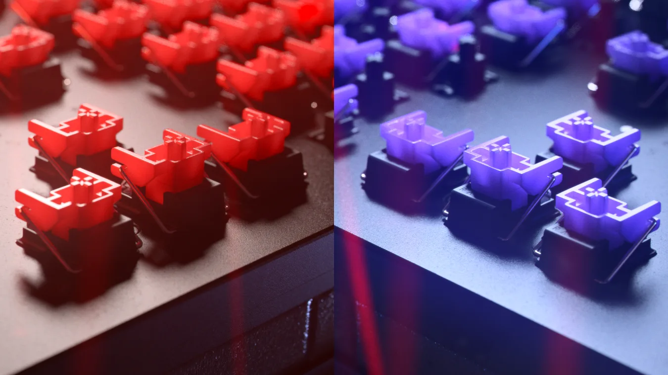 Red and purple key switches