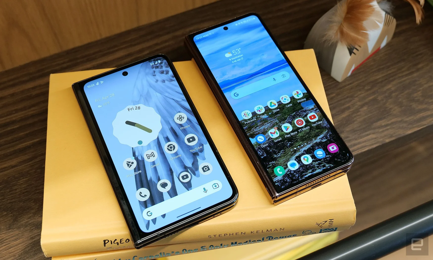 The Pixel Fold's wider exterior display and sleeker dimensions make it a bit easier to use compared to the Z Fold 4, even though the Pixel Fold is the slightly heavier device. 