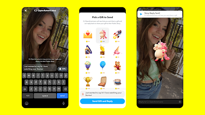 Snapchat will allow fans to buy gifts for Snap Stars.