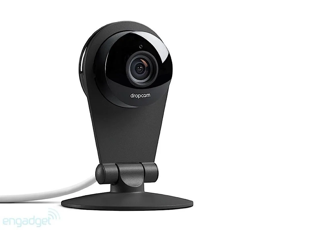 Legacy marketing image for the Dropcam Pro, featuring the camera against a white background