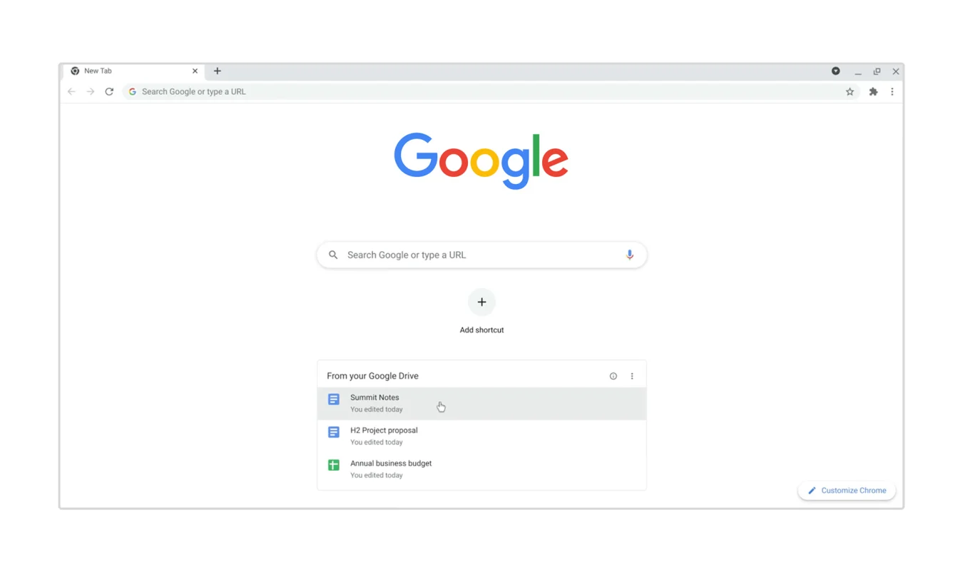 Google Chrome beta recent task cards