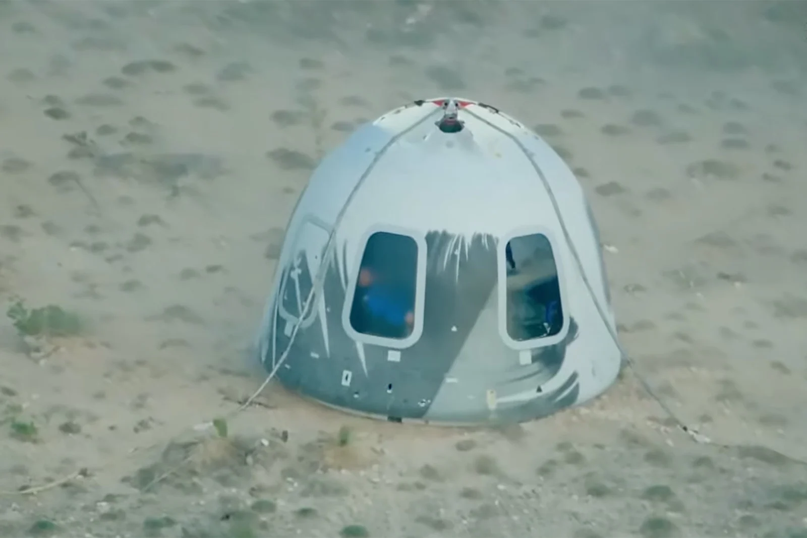 Blue Origin New Shepard capsule touchdown after first human spaceflight