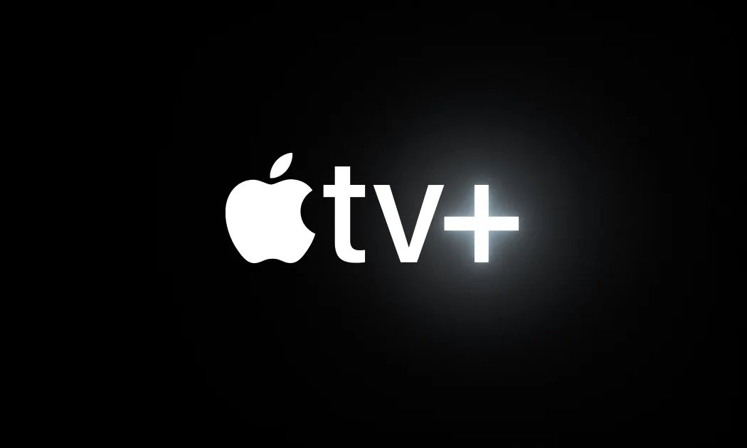 Apple TV Plus logo in white on a black background