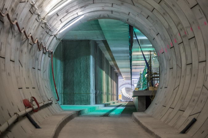 Image of an unfinished tunnel at Woolwich station.