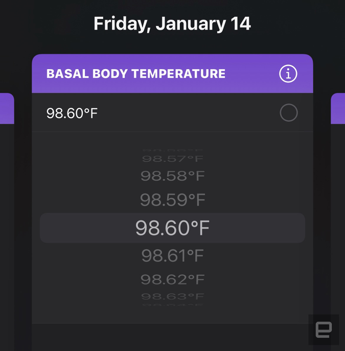 Pengguna Apple Health memiliki opsi untuk mencatat suhu tubuh basal mereka.