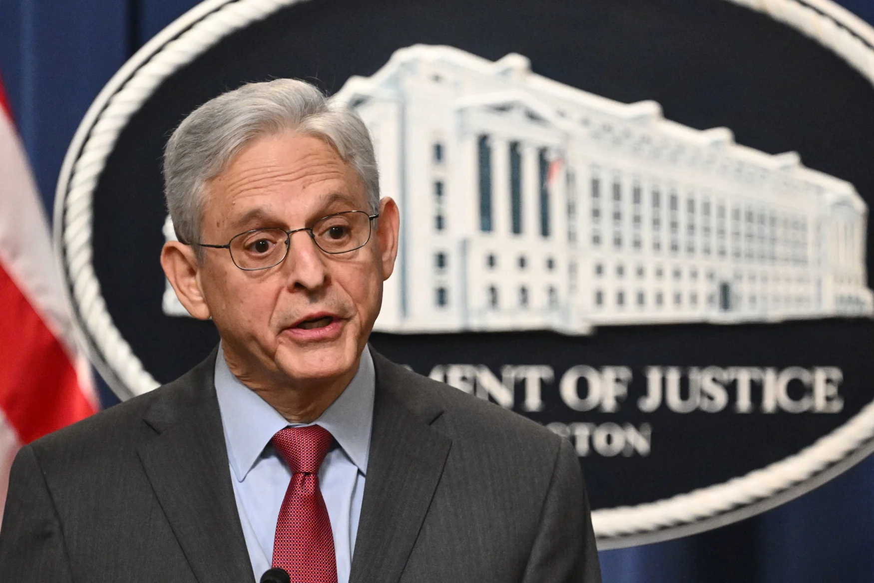US Attorney General Merrick Garland speaks during a press conference to announce an international ransomware enforcement action, at the Justice Department in Washington, DC, on January 26, 2023. - The US Justice Department announced Thursday it had shut down the Hive ransomware operation, which had extorted more than $100 million from more than 1,500 victims worldwide. (Photo by Mandel NGAN / AFP) (Photo by MANDEL NGAN/AFP via Getty Images)