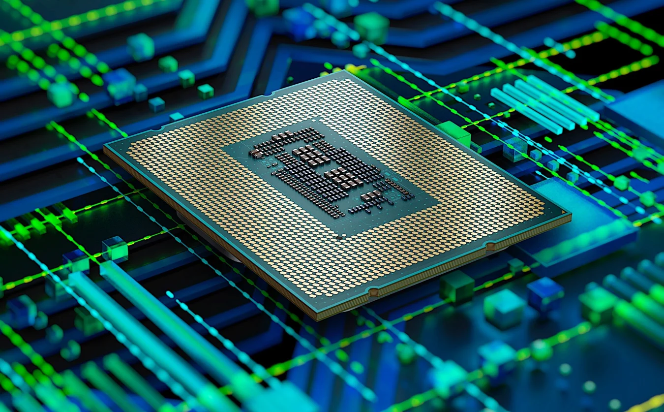 Intel 12th-gen CPU die from the bottom
