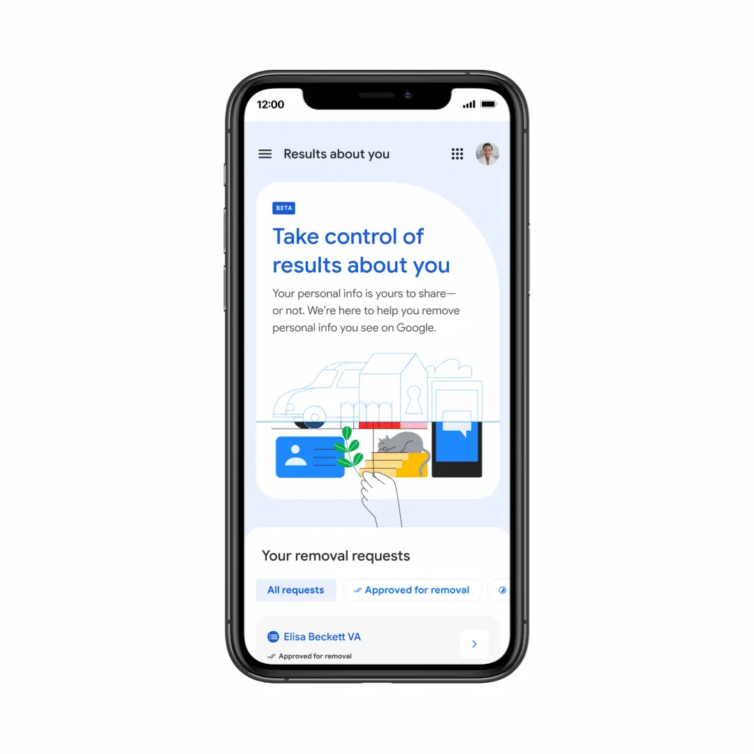 Hasil Google tentang alat privasi Anda